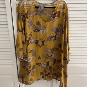 Johnny Was 3x mustard silk tunic